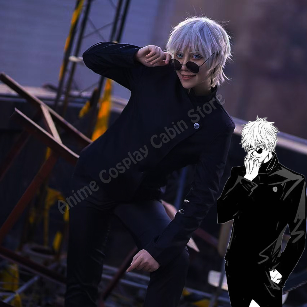 Jujutsu Kaisen Uniform - ハロウィンアニメ呪術廻戦シーズン 2 五条悟コスプレ衣装ウィッグ五条悟コスプレスーツ高校制服サングラス