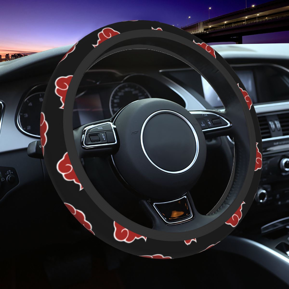 Naruto Headband Metal - 38cmステアリングホイールカバー 暁 ユニバーサル 日本アニメ 車装飾 伸縮性