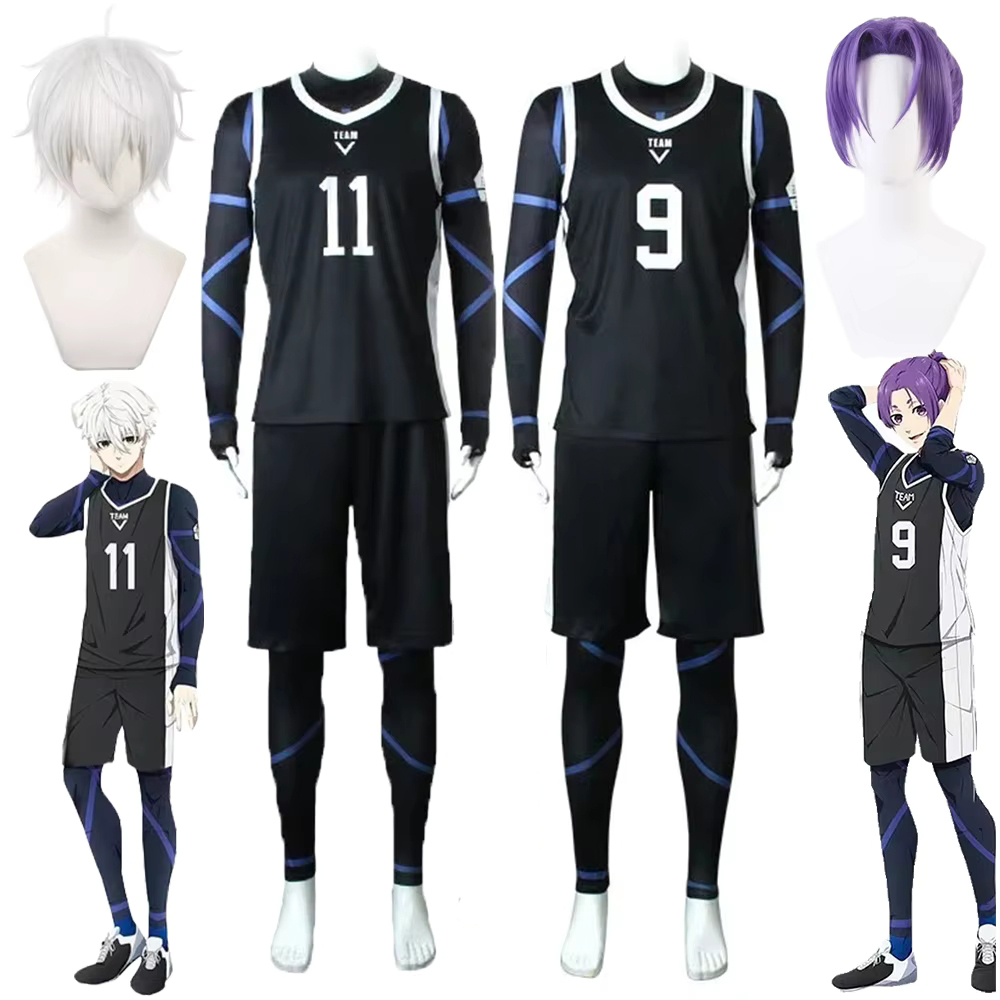 Anime Cosplay Waifu - Reo Mikage コスプレアニメブルー Nagi Seishiro コスプレ衣装ウィッグジャージジャンプスーツサッカージャージハロウィンコスチューム大人用