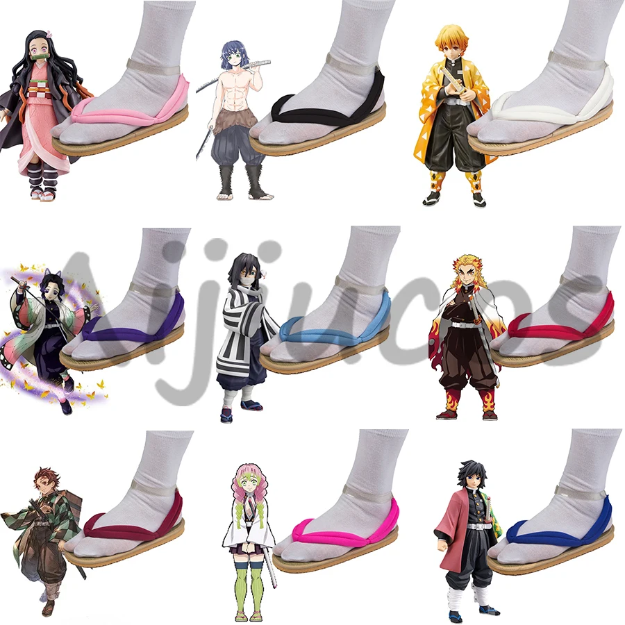 Cosplay Anime Zenitsu - アニメデーモンスレイヤー竈門禰豆子竈門炭治郎胡蝶しのぶ善逸コスプレ靴ハロウィンパーティーサンダルスリッパユニセックス用