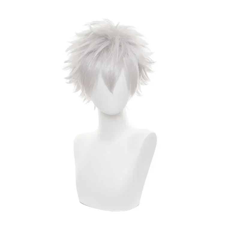 Cosplay Anime Killua Zoldyck - アニメハンター×ハンターキルア・ゾルディックかつらショート男性かつらコスプレシルバーシャギーレイヤード耐熱人工毛かつら衣装