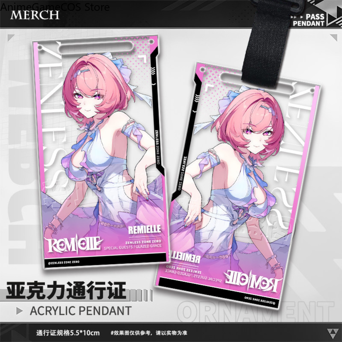 Cosplay Zone Anime Friends - アニメ Zenless Zone Zero レミエルダンアクリルパスキーホルダーバッグチャームペンダント装飾友人誕生日ギフトファンコレクションコスプレ