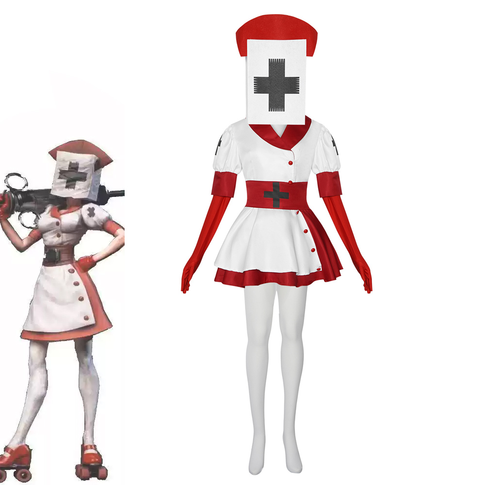 Anime Cosplay Nurse - ゲームダークディセプションリーパーナースコスプレ衣装フルセット女性用アニメゲームホラーナース衣装ハロウィンエスケープルーム用