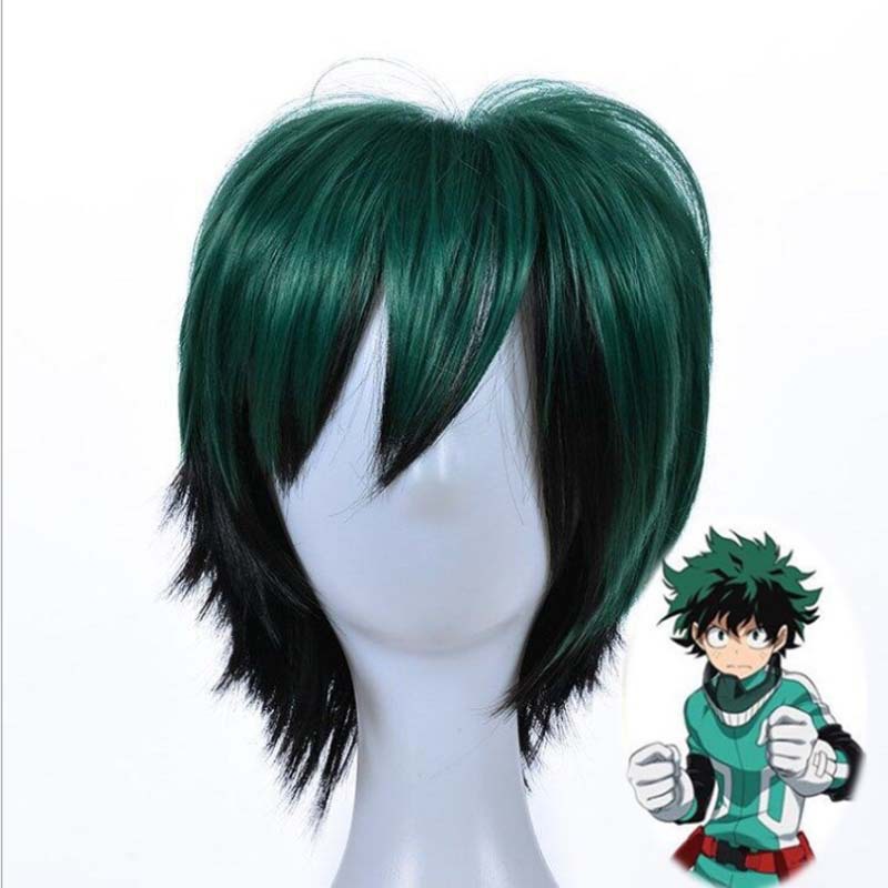 Anime Cosplay Websites - 僕のヒーローアカデミア 緑谷出久 日本アニメ コスプレ 緑と黒のグラデーション コスプレウィッグ