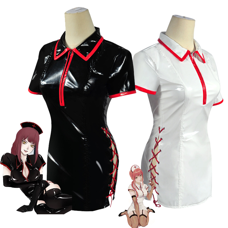 Anime Cosplay Nurse - 男性と女性のためのコスプレ衣装,アニメのキャラクター,セクシーな看護ユニフォーム,合成皮革のドレス,ハロウィーンのコスプレ衣装
