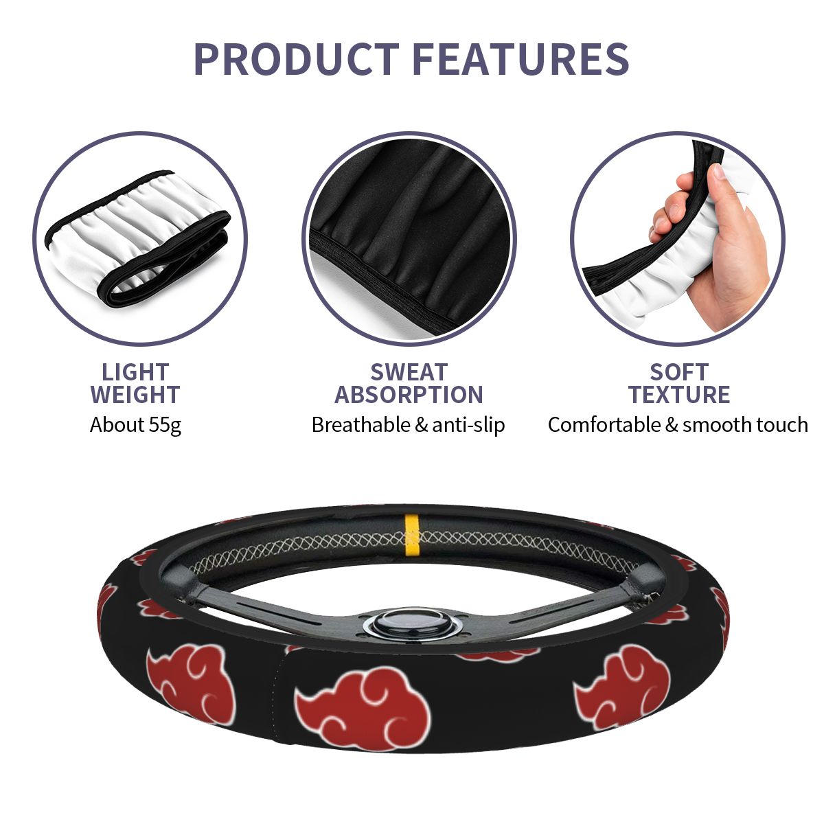 38cmステアリングホイールカバー 暁 ユニバーサル 日本ア - Naruto Headband Metal のレビューと価格
