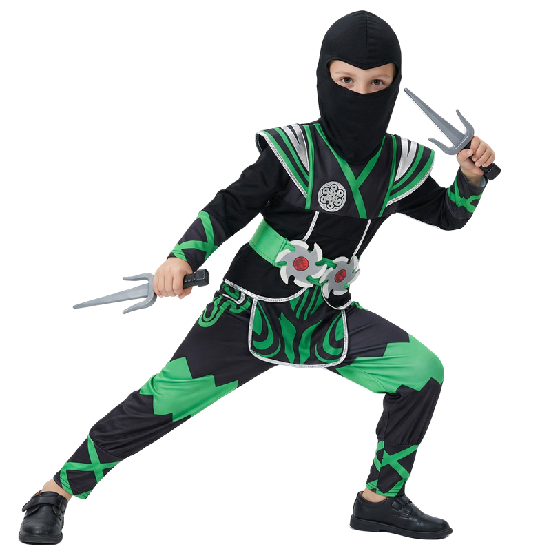 日本の忍者コスチュームセット 子供用 グリーンサムライドレス - Anime Cosplay Boy のレビューと価格