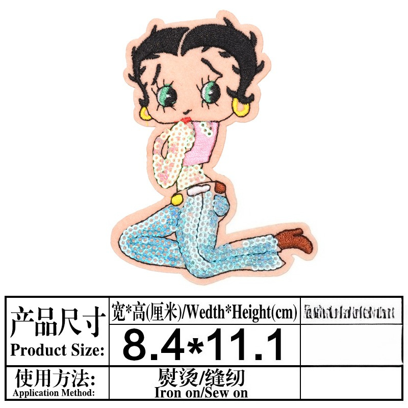 ベティ・ブープパッチ高色値アニメ漫画キャラクタープリント男女 - Anime Cosplay Mujer のレビューと価格