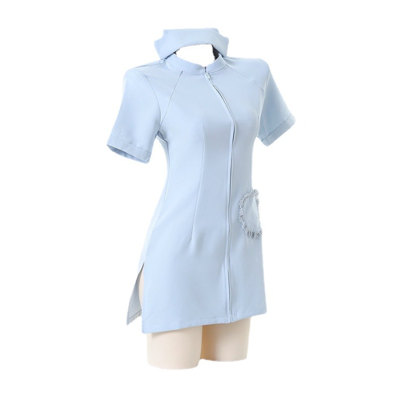 アニメナースコスプレ衣装かわいいブルー半袖ドレス制服帽子セッ - Anime Cosplay Nurse のレビューと価格