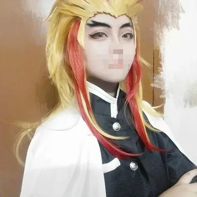 煉獄杏寿郎ウィッグ鬼滅の刃コスプレ赤黄色混合耐熱人工毛ロール - Cosplay Anime Zenitsu のレビューと価格