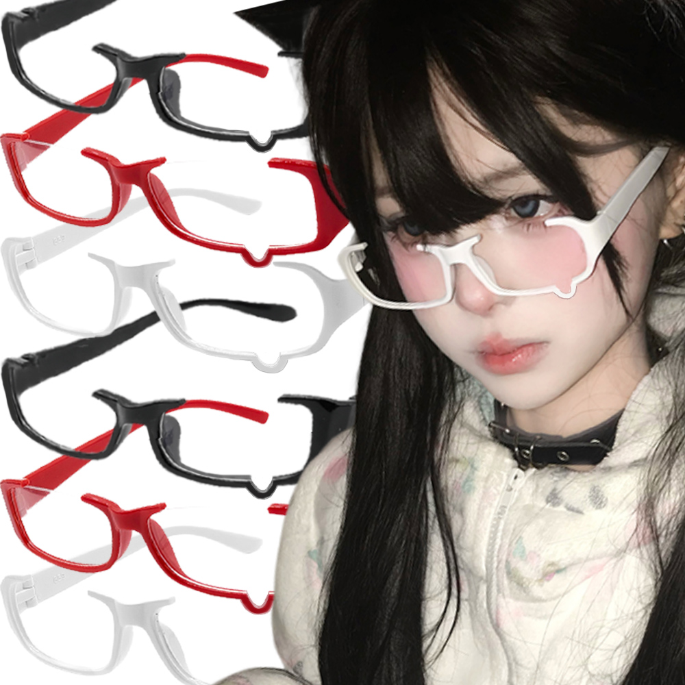 日本アニメ泣き眼鏡ハーフフレームレンズなし韓国コスプレ女の子 - Anime Cosplay Korean Girl のレビューと価格