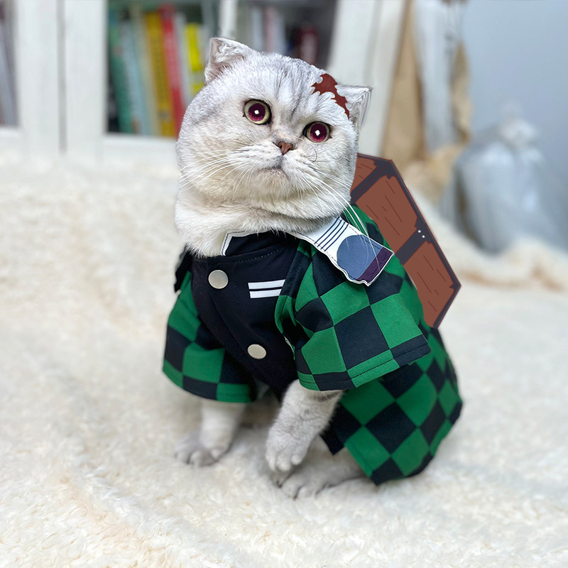 デーモンスレイヤー善逸ペット服アニメ周辺機器かわいい猫犬衣装 - Cosplay Anime Zenitsu のレビューと価格