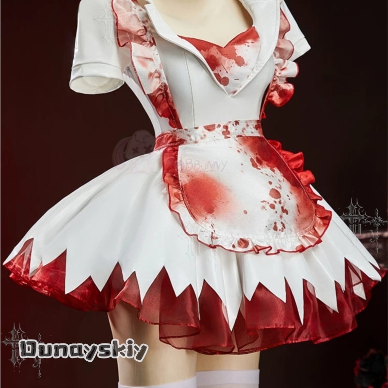 OHaYo%血まみれのナースファンアートハロウィンコスプレ衣 - Anime Cosplay Nurse のレビューと価格
