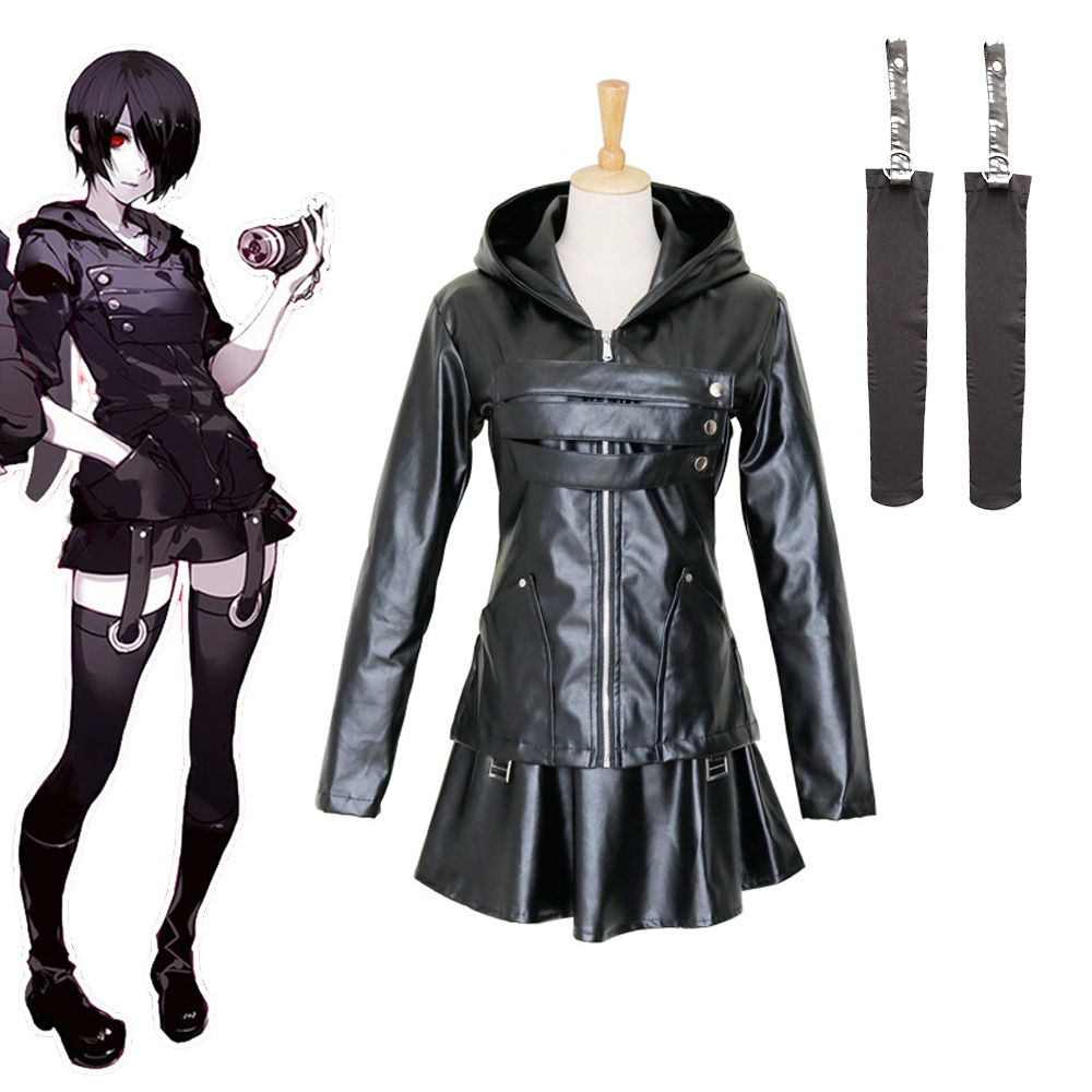 東京グール霧島トウカコスプレ衣装黒フェイクレザー衣装アニメロ - Anime Cosplay Mujer のレビューと価格