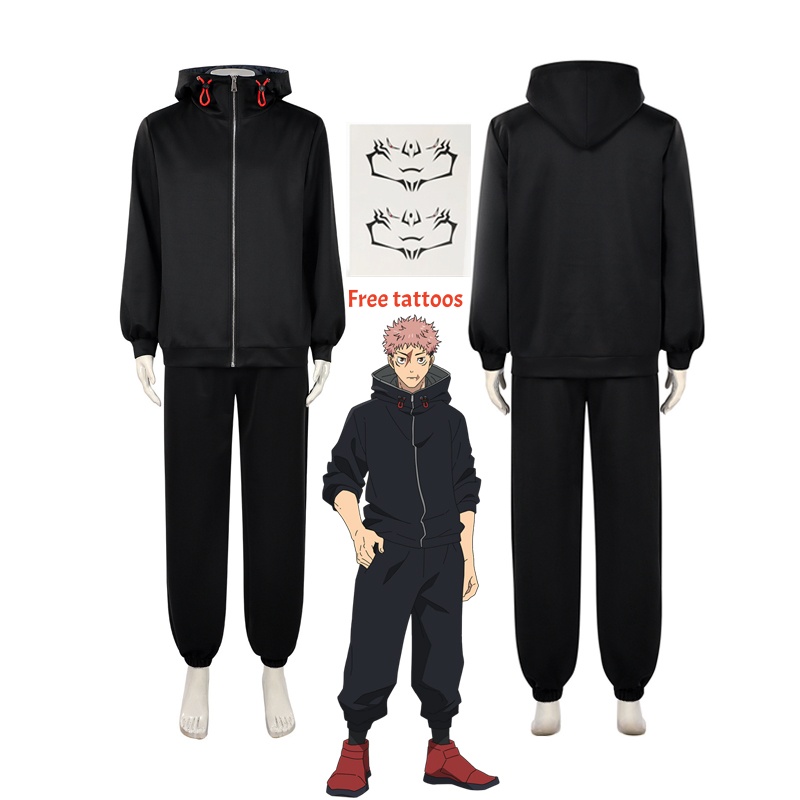 呪術廻戦 虎杖悠仁 コスプレ衣装セット ウィッグ付き ブラッ - Jujutsu Kaisen Uniform のレビューと価格