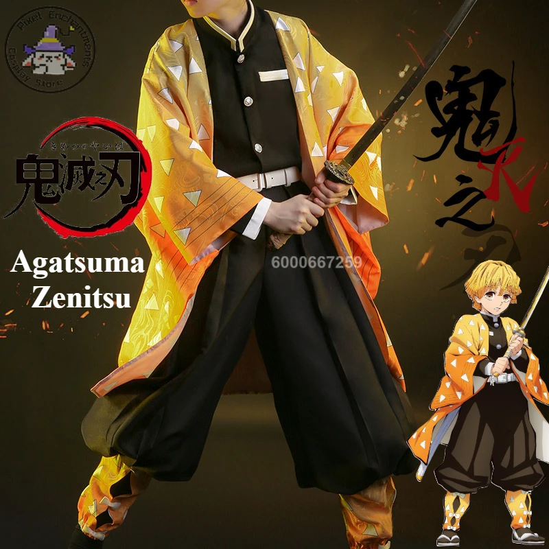 デーモンスレイヤーズアニメ鬼滅の刃我妻善逸コスプレ衣装女性男 - Cosplay Anime Zenitsu のレビューと価格